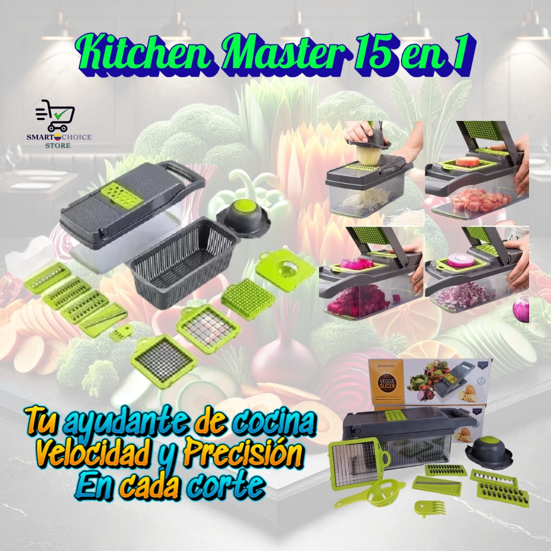 Kitchen Master 15 en 1: Velocidad y Precisión en Cada Corte